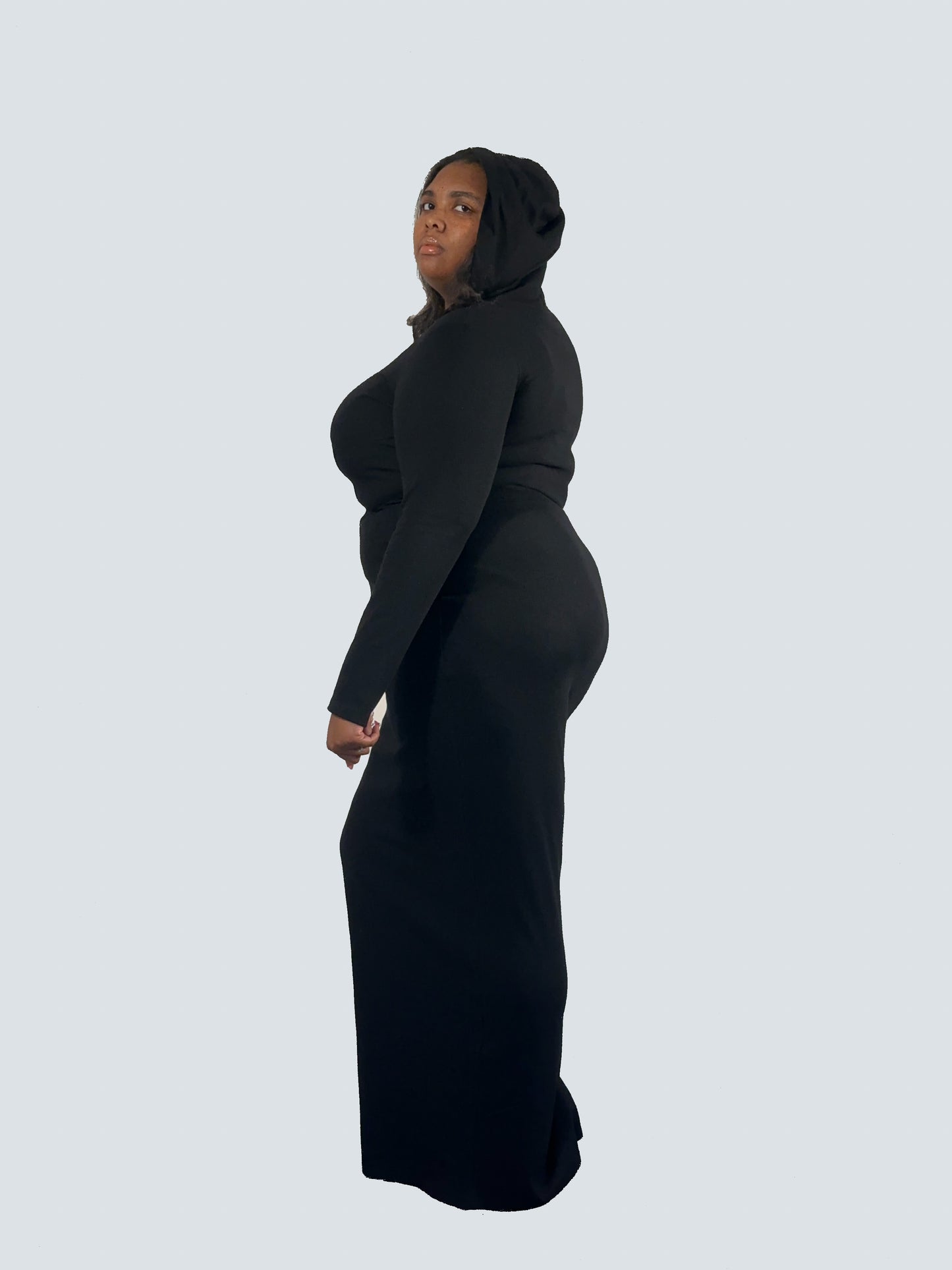 Black Corset Outlined Hoodie Dress