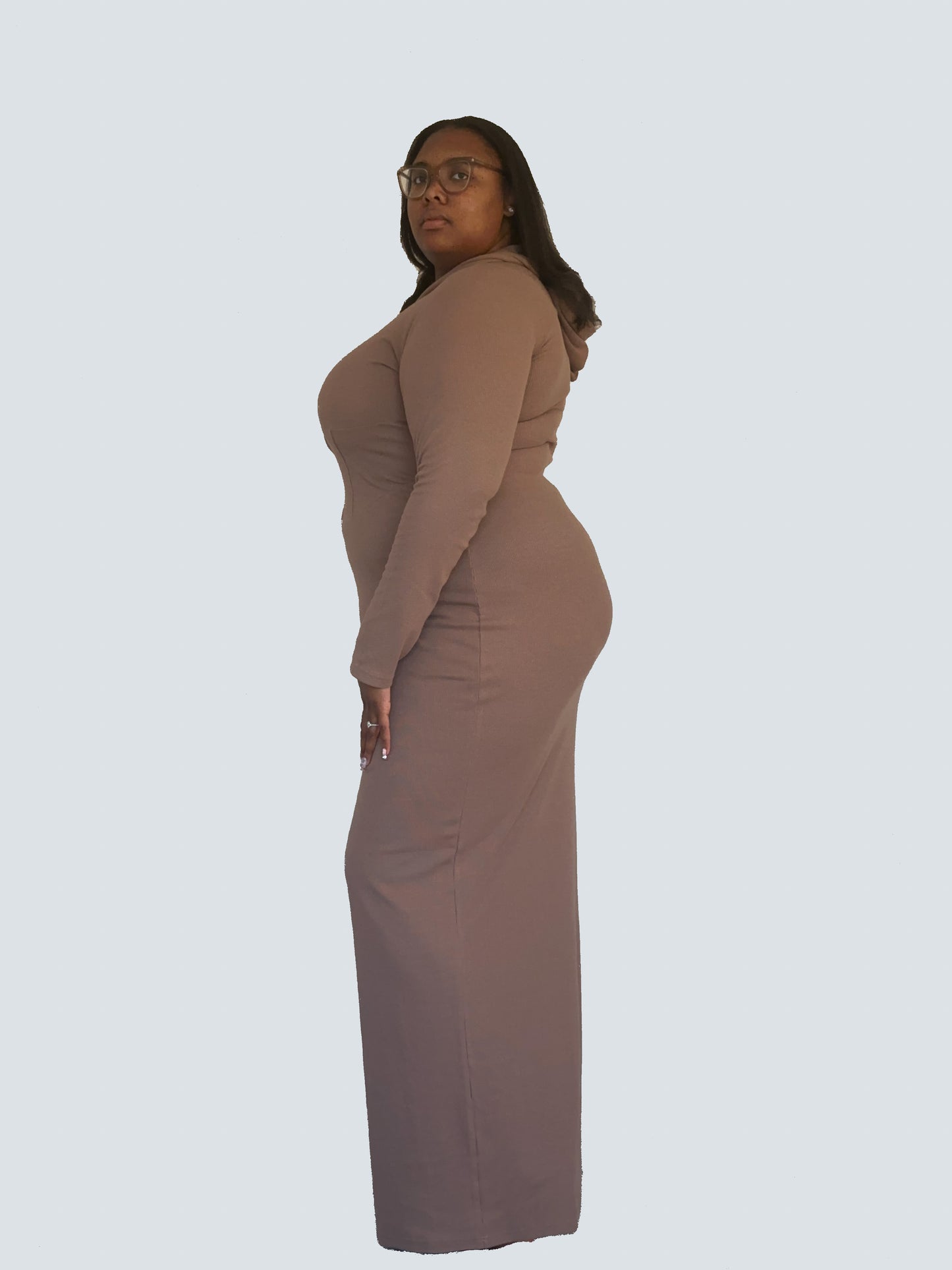 Brown Corset Outlined Hoodie Dress