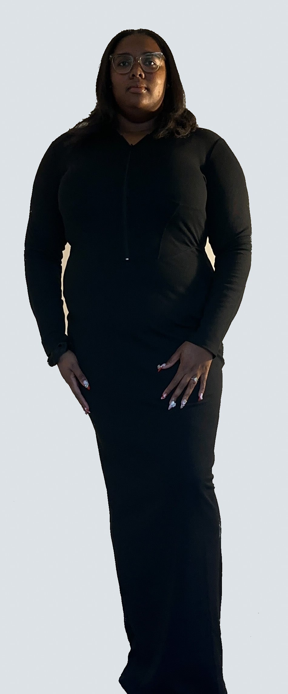 Black Corset Outlined Hoodie Dress